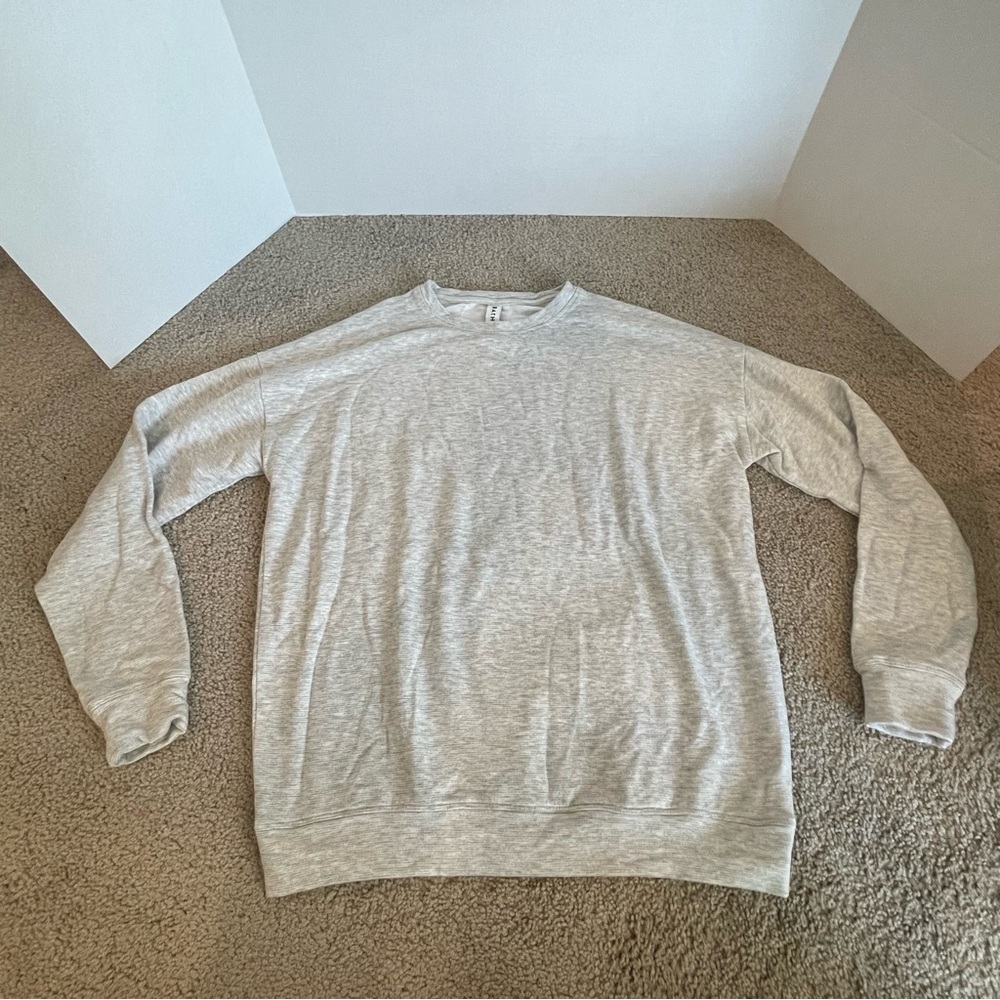 Athleta Gray Crewneck Sweater Soft Cotton Blend Size XS